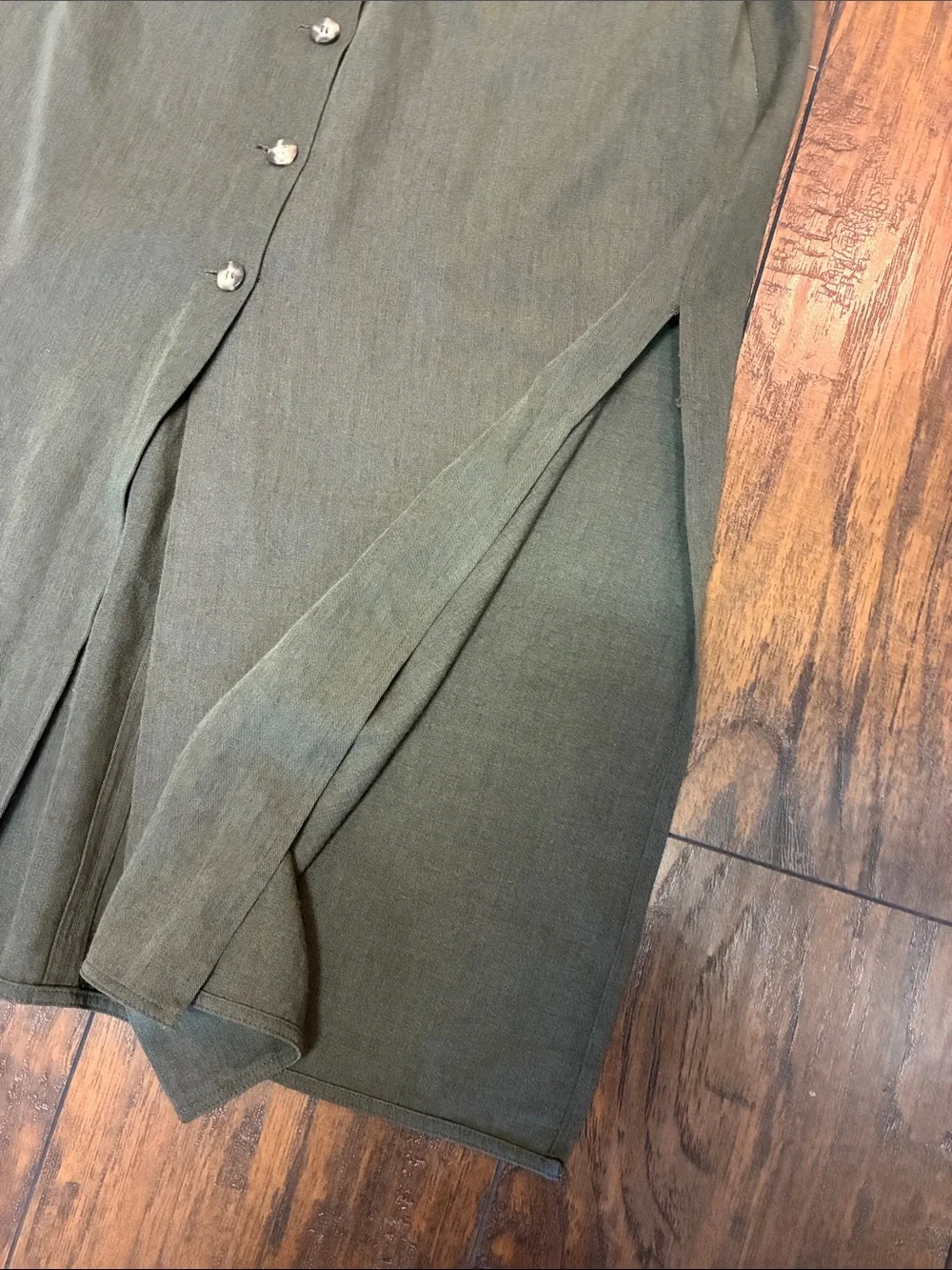 Ann Taylor Olive Green Button-Front Maxi Skirt